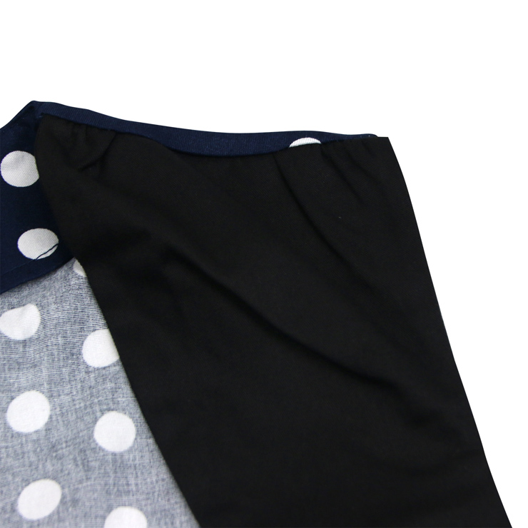 Sleeveless Square Collar Dress, Sweetheart Neckline Dress, Plus Size Dress, Vintage Dress for Women, Midi Dress, Dark Blue Dot Print Dress, Elegant Dresses for Women, Back Zipper Dress Dark Blue, #N15962