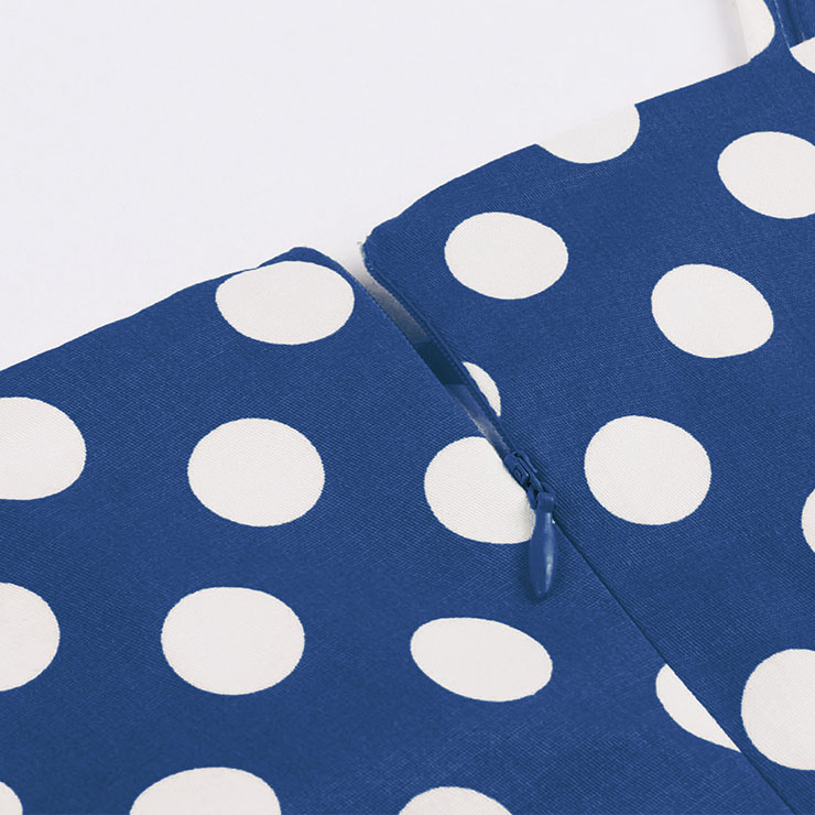 Vintage Dresses for Women, Sexy Dresses for Women Cocktail Party, Casual Vintage Polka Dot Printed Dress, Strappy Swing Daily Dress, Dark-blue Women