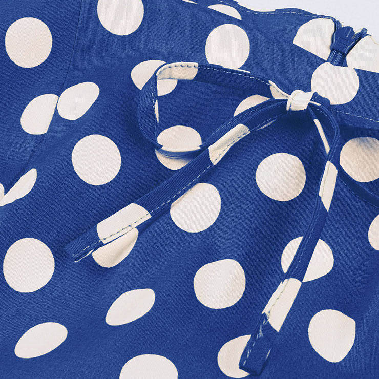 Vintage Dresses for Women, Sexy Dresses for Women Cocktail Party, Casual Vintage Polka Dot Printed Dress, Strappy Swing Daily Dress, Dark-blue Women