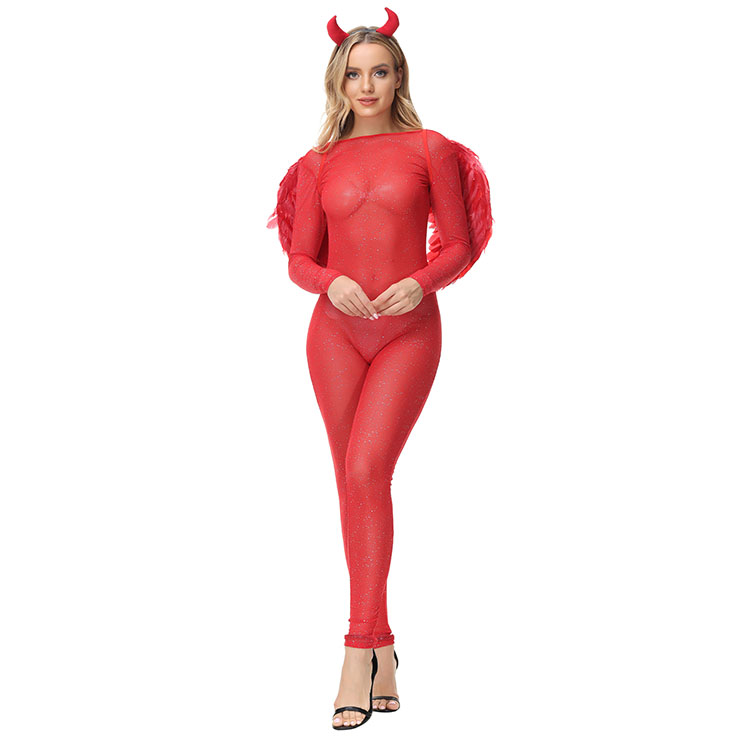 Devil Role Play Costume, Classical Adult Devil Halloween Costume, Deluxe Demon Costume, Sexy Adult Devil Masquerade Costume, #N21629