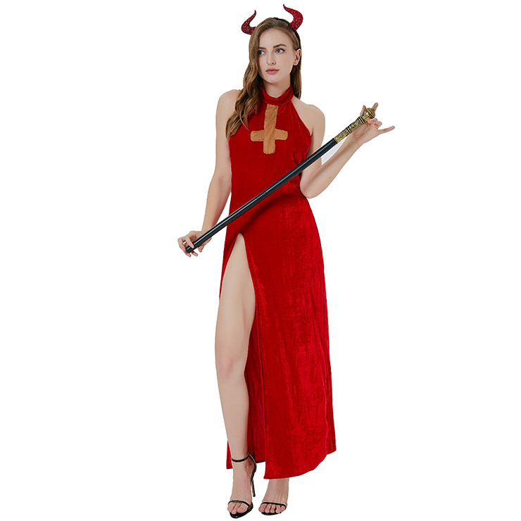 Devil Red Role Play Costume, Classical Adult Devil Red Halloween Costume, Deluxe Demon Costume, Sexy Adult Devil Red Masquerade Costume, #N22303