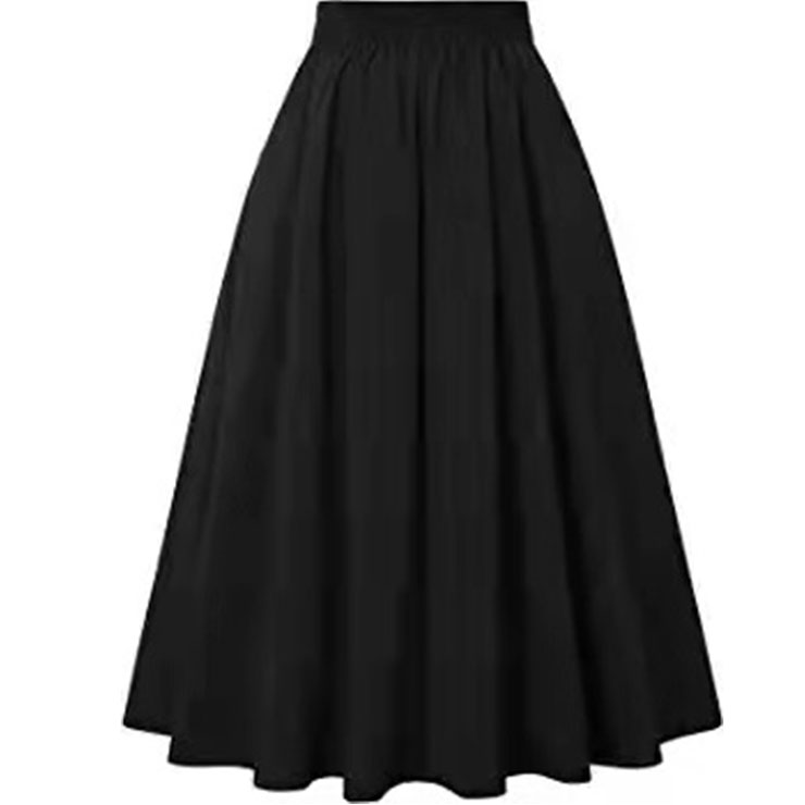Elegant Skirt for Women,Fashion Black Skirt, Maxi Skirt for Women, Back Rubber Band Skirt, Cotton Long Skirt,  Fashion Skirt, #N22371
