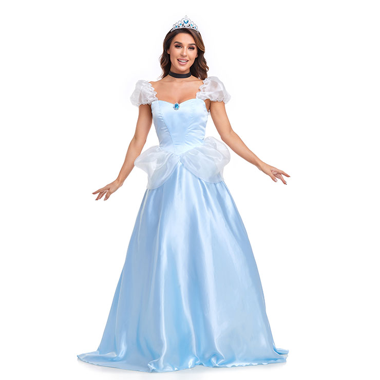 Light-blue Adult Cinderella Dress Cosplay Theatrical Fancy Ball Costume N22769