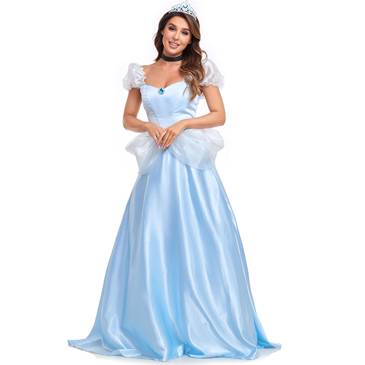 Fancy Fairy Tale Ball Costume, Sexy Blue Princess Costumes, Sexy Fairytale Princess Costume, Deluxe Blue Princess Costume, Deluxe Princess Dress, Light-blue Adult Cinderella Dress Cosplay Theatrical Fancy Ball Costume,#N22769