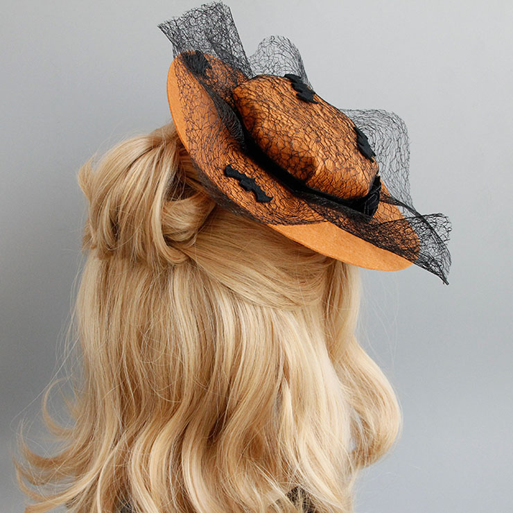 Charming Brown Flower Hair Clip, Flower Net Hair Clip Hat, Fashion Beach Hat for Women, Elegant Flower and Bat Hair Clip, Casual Brown Flower Hair Accessory, #J17322