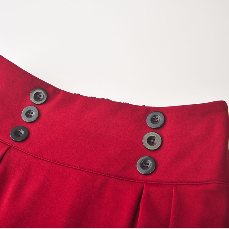 Elegant Skirt for Women,Fashion Red Skirt, Maxi Skirt for Women, Back Rubber Band Skirt, Cotton Long Skirt,  Fashion Skirt, #N22372