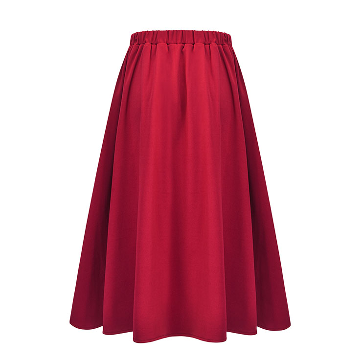 Elegant Skirt for Women,Fashion Red Skirt, Maxi Skirt for Women, Back Rubber Band Skirt, Cotton Long Skirt,  Fashion Skirt, #N22372