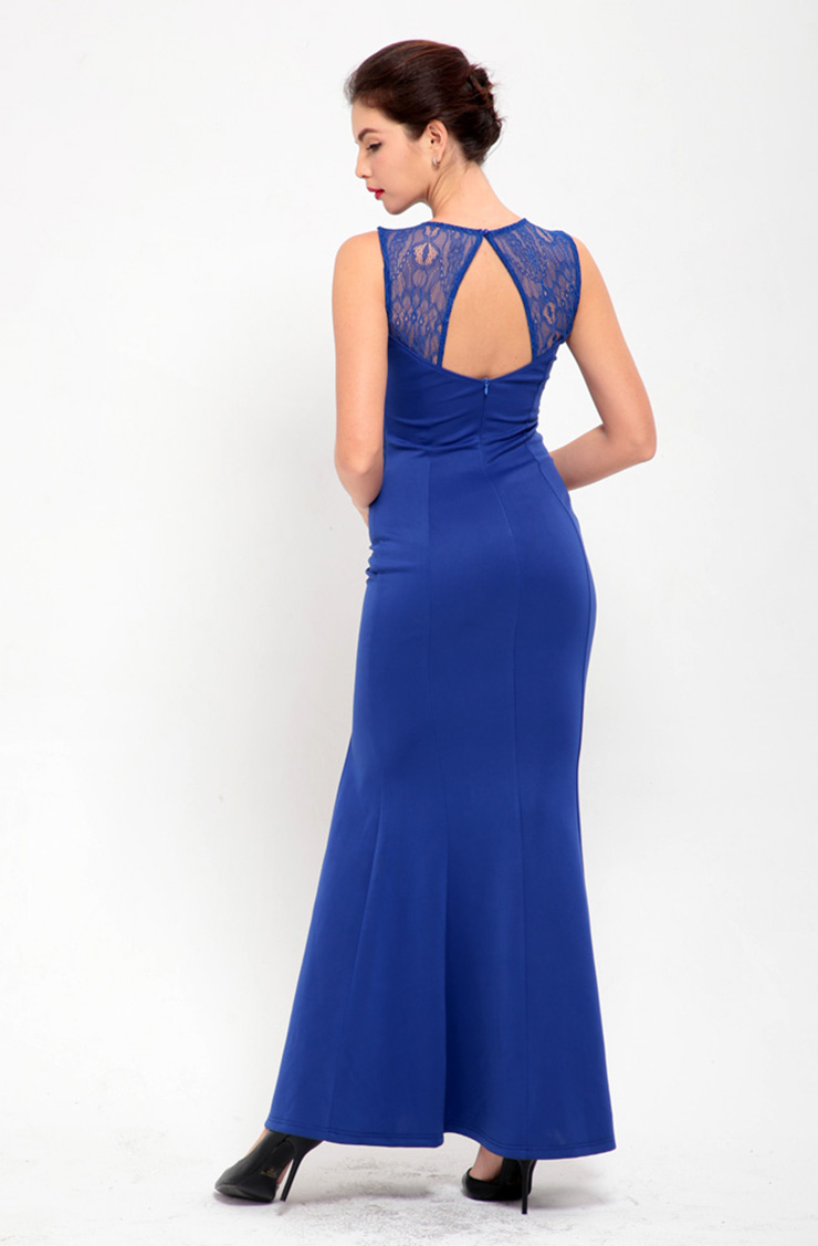 Royal Blue Lace Bodycon Evening Party Maxi Dress N12642