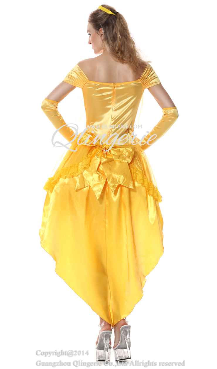 Enchanting Yellow Hi-Lo Off Shoulder Princess Belle Adult Role Play ...