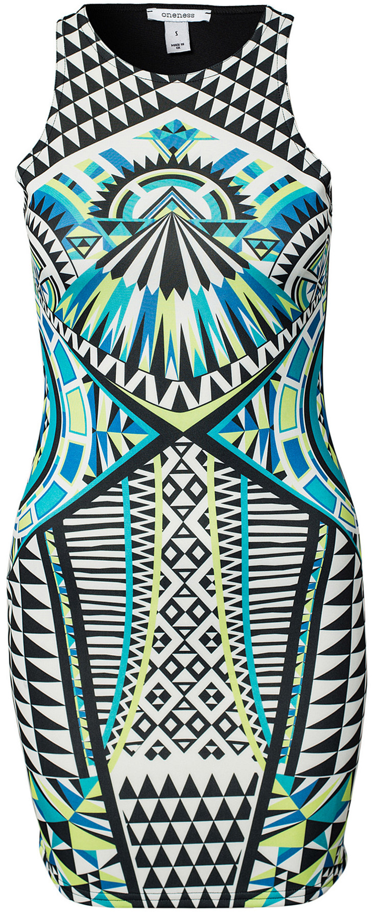 Fashion Ethnic Patterns Print Sleeveless Round Neckline Bodycon Dress N8345