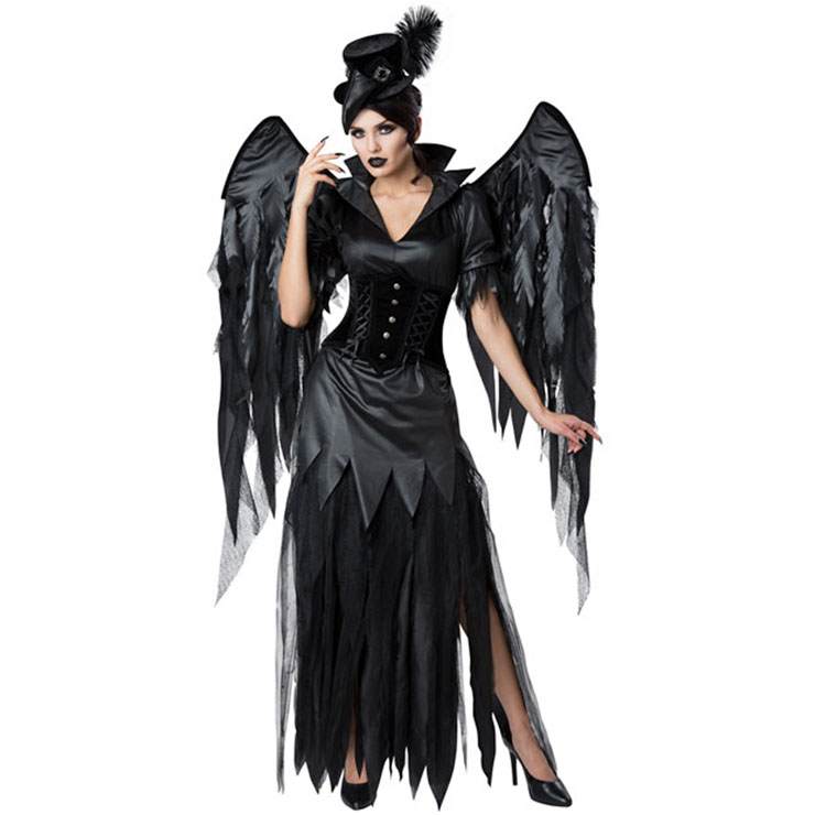 Gothic Dark Angel Role Play Costume, Classical Adult Vampire Halloween Costume, Deluxe Ghost Bride Dress Costume, Vampire Bride Masquerade Costume, Ghost Black Devil Halloween Adult Cosplay Costume, #N19545