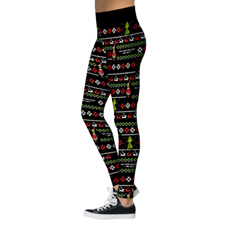 Comfortable Yoga Sports Leggings, Christmas Leggings, Digital Print Leggings, Printed Yoga Pants, Christmas Cropped Pants, Fashion Fitness Leggings, Christmas Costumes, #L21566