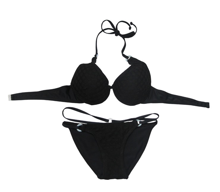 Fashion Black Halter Reticular Bikini Set BK10737