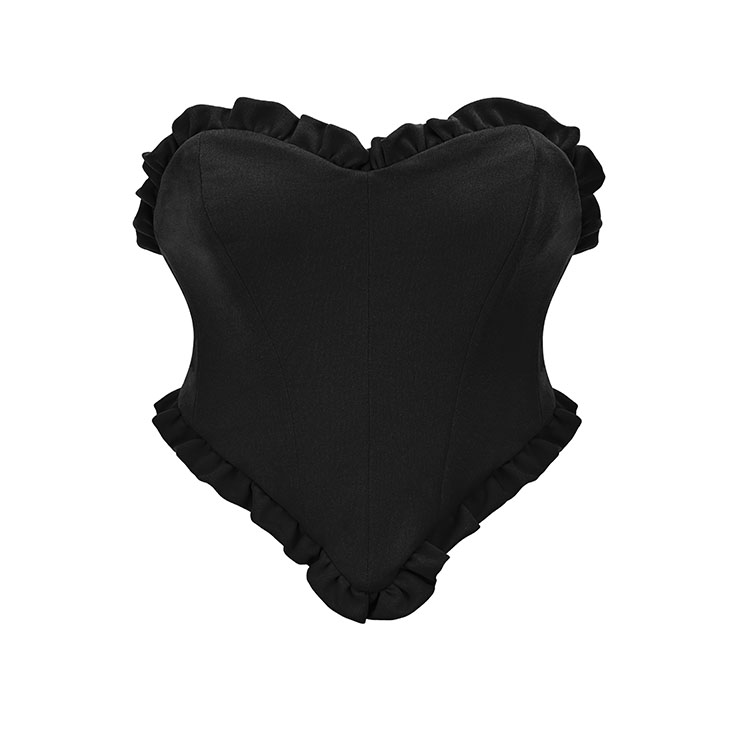 Retro Sexy Black Backless Strapless 5 Plastic Bones Laceup Underbust