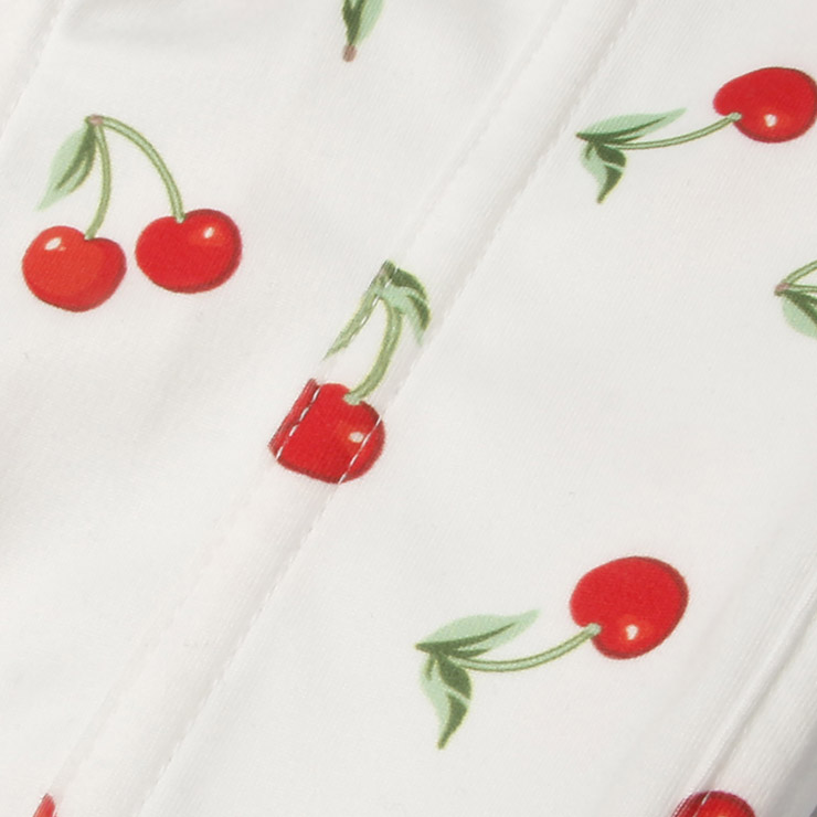 Vintage corset top, Cherry print blouse, Green lace-up detailing, Retro women