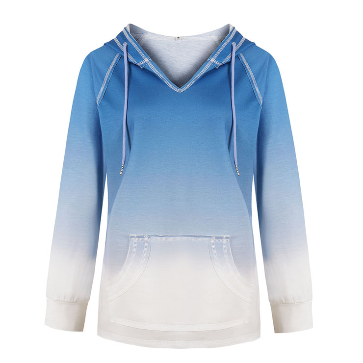 Fashion Women's Gradient Light-blue Long Sleeve Pullover Hoodie ...