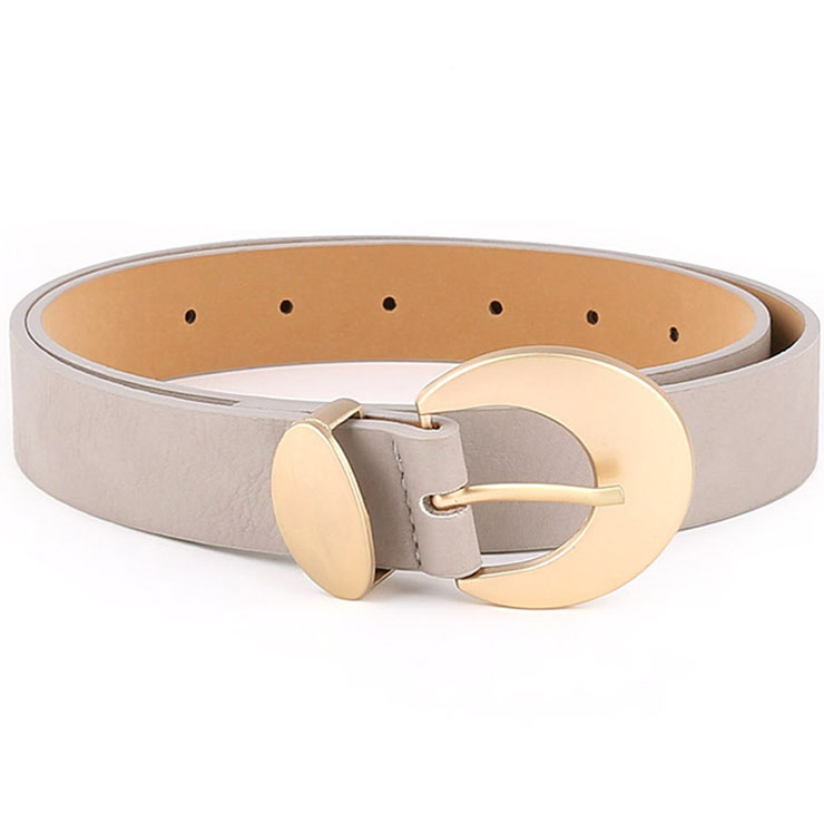 Fashion Grey PU Leather Alloy Crescent Moon Buckle Waist Belt Accessory ...