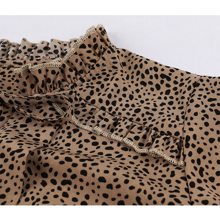 Comforatable Long Waist Blouse Top, Fashion Casual Leopard Shirt, Oversize Fashion Leopard Top, Cozy Loose Waist Homewear, Fashion Daily Casual Shirt, #N22123