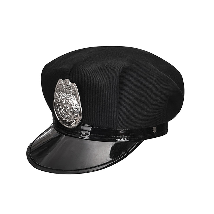 Police Masquerade Party Costume Hat,Halloween Cosplay Costume Hat, Black Police Cap ,Fashion Party Costume Hat Accessory, Fancy Fashion Adult Roleplay Hats, Fashion Costume Hat, #J20909