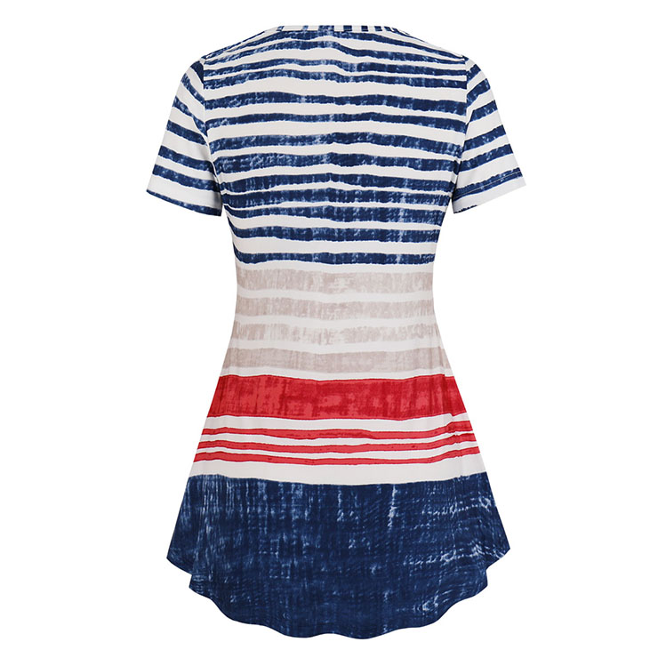 Short Sleeve,Round Neck Casual Tops,Multicolor top,Women