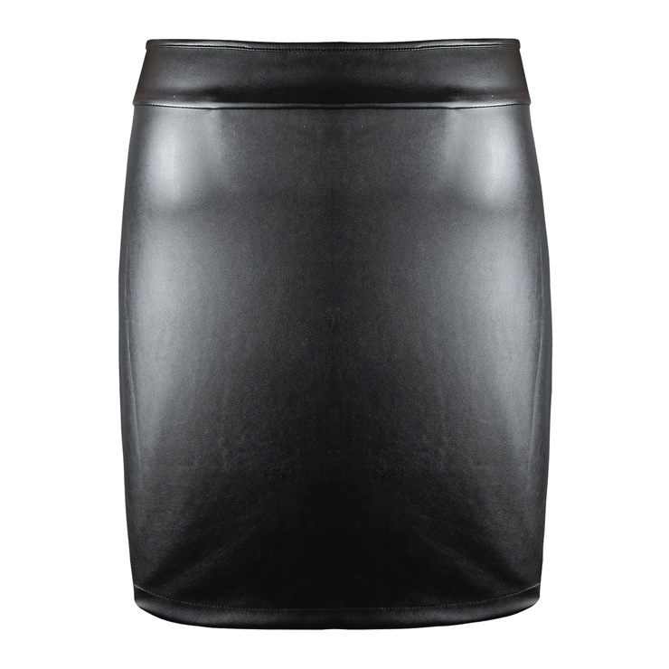 Faux Leather Fetish Mini Skirt, Sexy Open Hip Leather Skirt, Black Spanking Leather Skirt, #HG9112