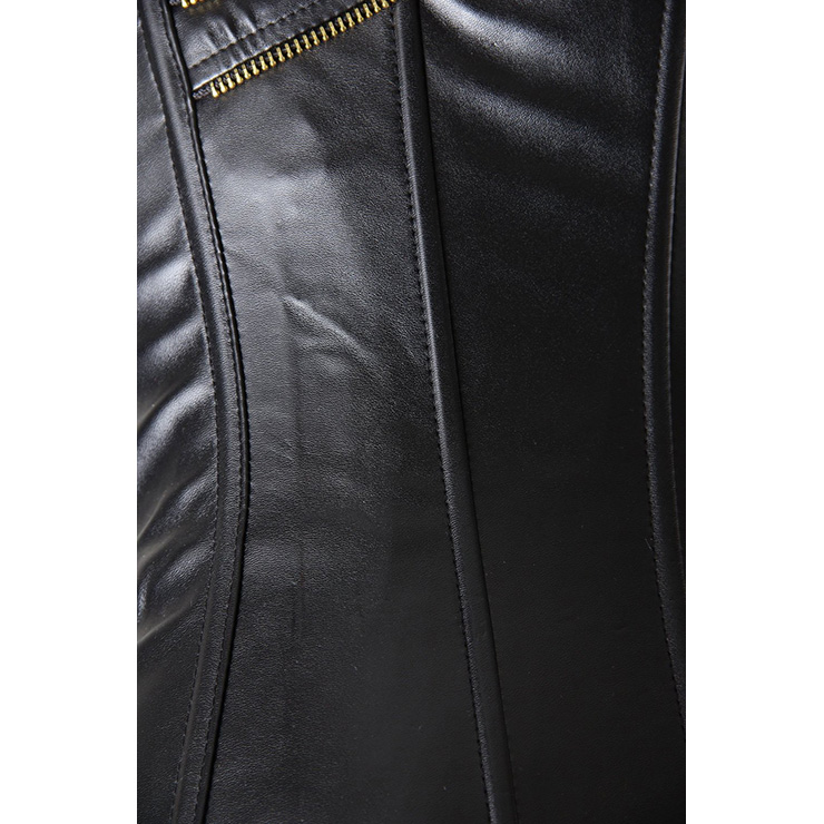Faux Leather Zipper Front Corset, Zipper Front Corset, Leather Corset, #N4271