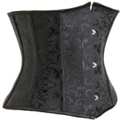 Black Waist Training Underbust Corset, Steel Bone Underbust Corsets, Floral Brocade Underbust Corset, #N8657