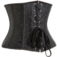 Black Waist Training Underbust Corset, Steel Bone Underbust Corsets, Floral Brocade Underbust Corset, #N8657