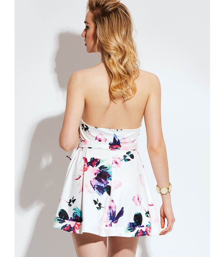 Floral Halter Backless Short Mini Dress N13096