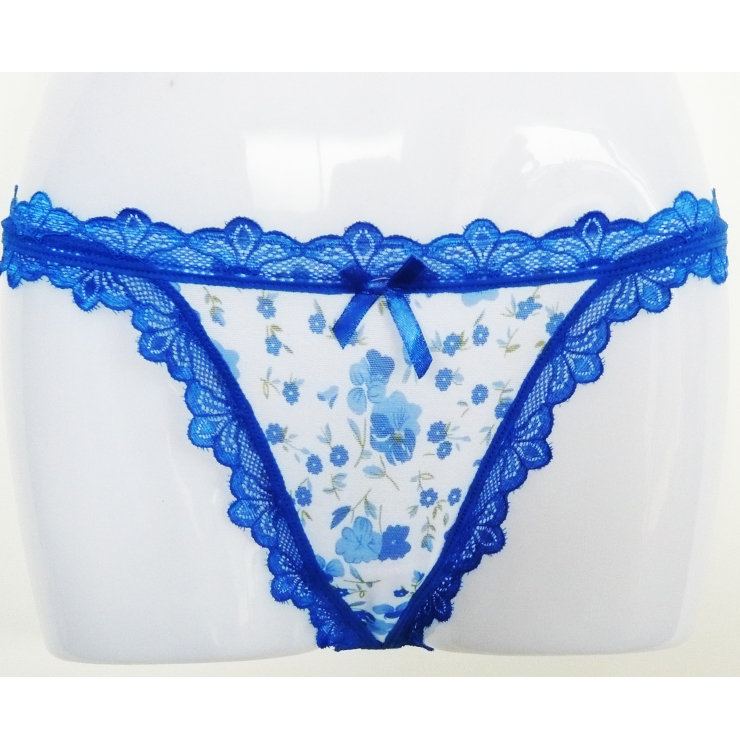 Blue Floral Print Panties PT951