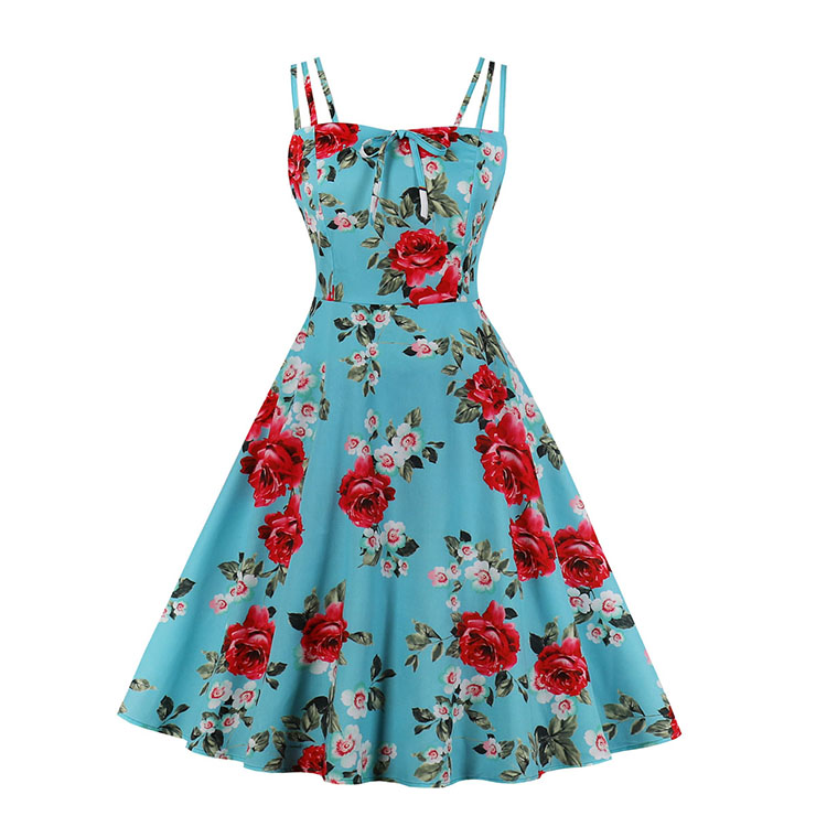 Lovely Floral Print Dress, Floral Print Cocktail Party Dress, Fashion Casual Office Lady Dress, Sexy Swing Dress, Plus Size Dress, Sexy OL Dress, Cocktail Party Dresses for Women, Sexy Spaghetti Straps Dress for Women, #N20277