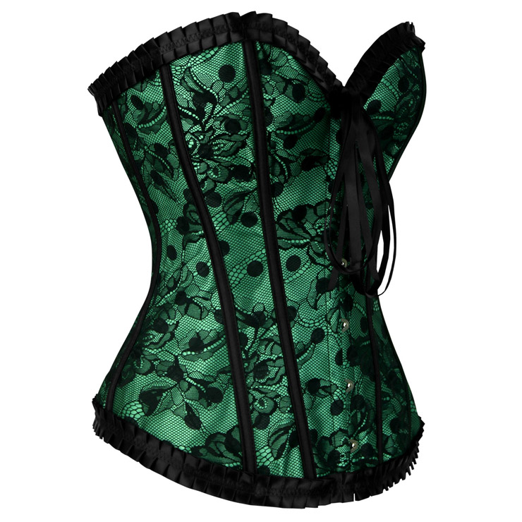Floral and Polka Dot Design Corset N8727