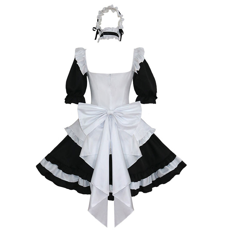 Traditional House Maid Costume, French Maide Costume, 2 Piece Maiden Cosplay Costume, Black and White Maid Costume, Halloween Maid Cosplay Adult Costume, Medieval Pastoral Outfit, #N21186