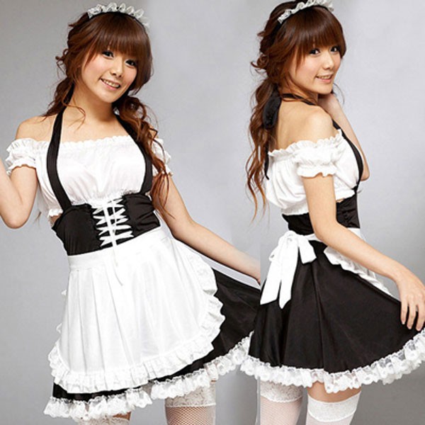Maid Costume Halter Costume, French Maid Costume, Off Shoulder Maid Costume, #M8450