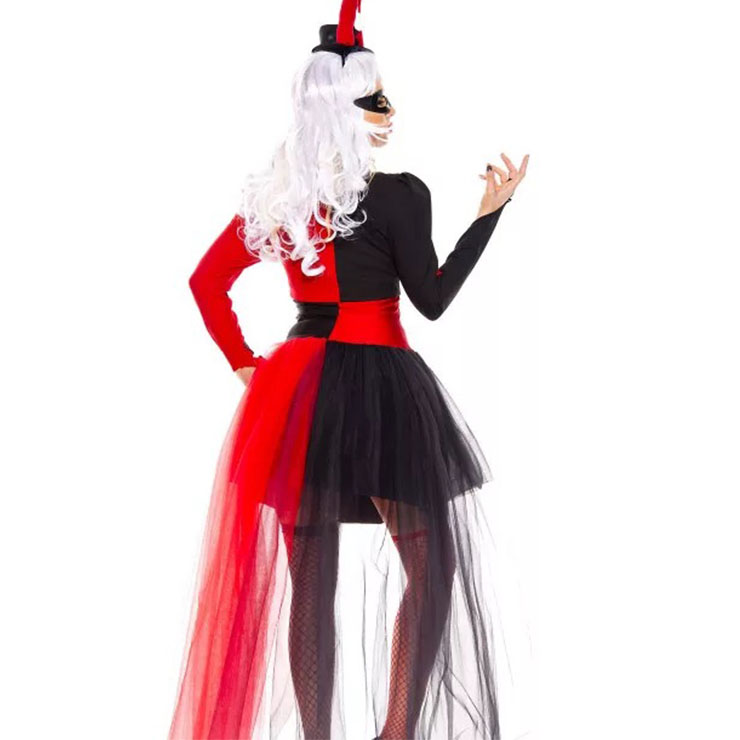 Sexy Clown Costume, Hot Sale Halloween Costume, Cheap Clown Costume, Fantasy Costume,Funny Pardoy Clown Slip Dress Suit Halloween Cosplay Costume,#N22604