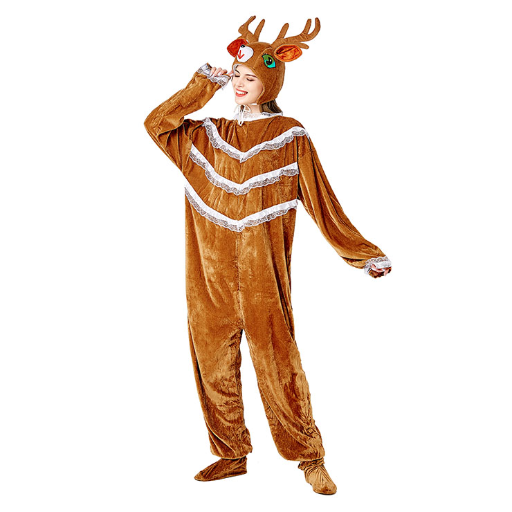 Animal Elk One-piece Pajamas, Exclusive Monster Costume, Exclusive Halloween Monster Costume,Monster Halloween Costume, Funny Furry Monster Costume, Monster Halloween Costume, Circus Girl Clown Cosplay, #N20734