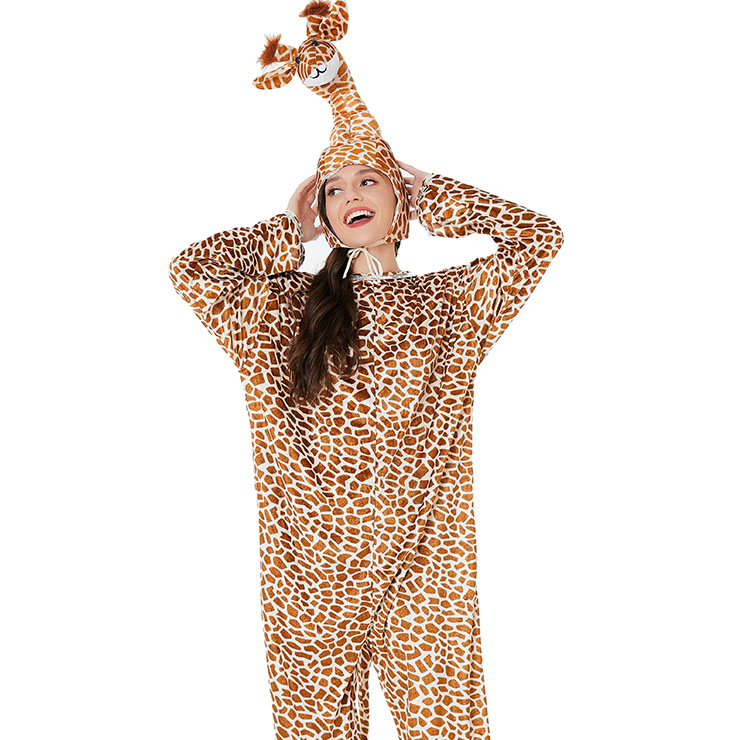 Brown Animal Giraffe One-piece Pajamas, Exclusive Monster Costume, Exclusive Halloween Monster Costume,Monster Halloween Costume, Funny Furry Monster Costume, Monster Halloween Costume, Circus Girl Clown Cosplay, #N22304