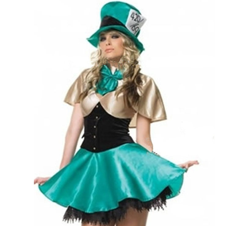 Funny Circus Magician Sleeveless Dress Masquerade Halloween Cosplay Costume N23267