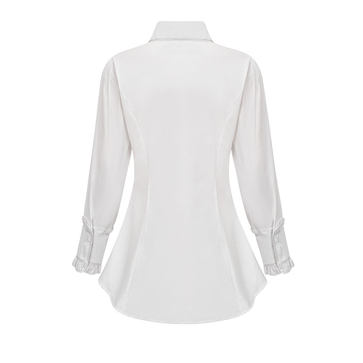 Vintage White Shirt, Lolita Harajuku Blouse, Long Sleeves Blouse Top, Gothic Harajuku White Blouse, Victorian Ruffle Blouse, Sexy Tonic, Sexy White Lolita Pleated Blouse, #N22029