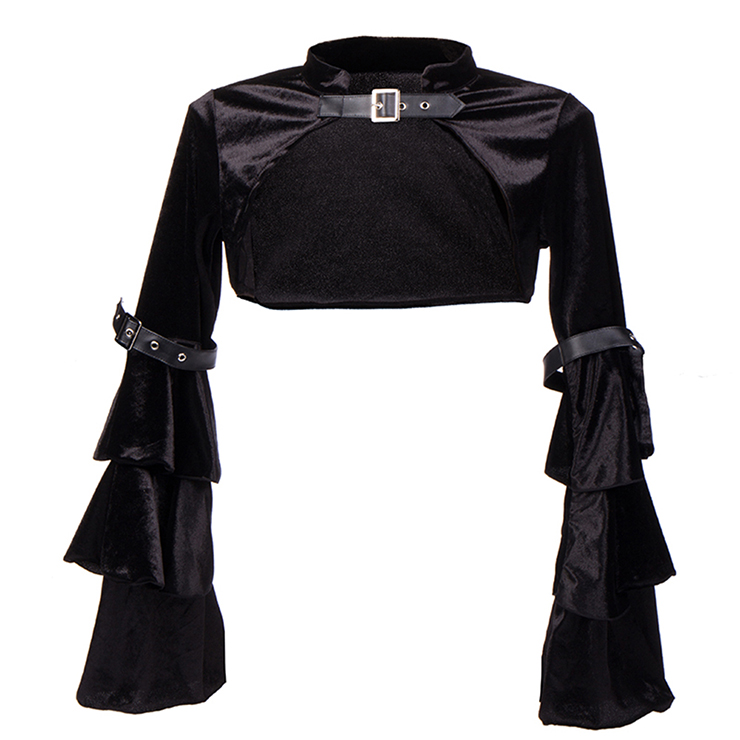 Medieval Victorian Gothic Black Velvet Shrug Bolero N12747