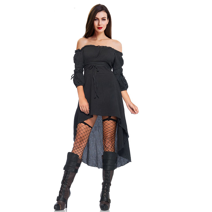 Sexy Gothic Black Ruffled Off-shoulder Vampire High Waist High-low ...