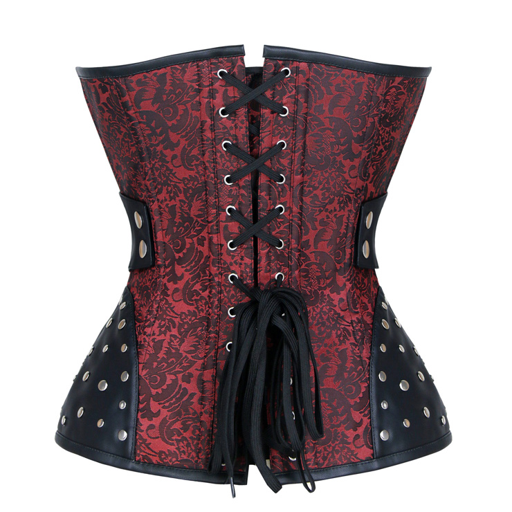 Gothic Evil Bat Rivet Strapless Steel Bone Brocade Waist Cincher ...