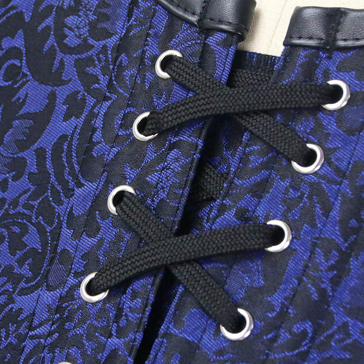 Vested Brocade Gothic Overbust Corset, Steel Boned Corset, Steampunk Corset Vest for Women, Gothic Black Strap Overbust Corset, #N13091