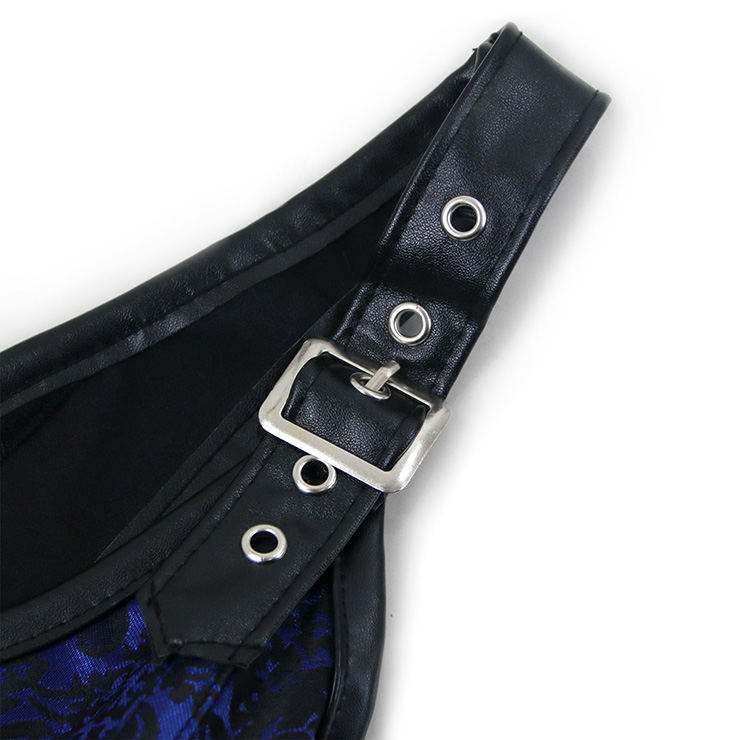 Vested Brocade Gothic Overbust Corset, Steel Boned Corset, Steampunk Corset Vest for Women, Gothic Black Strap Overbust Corset, #N13091