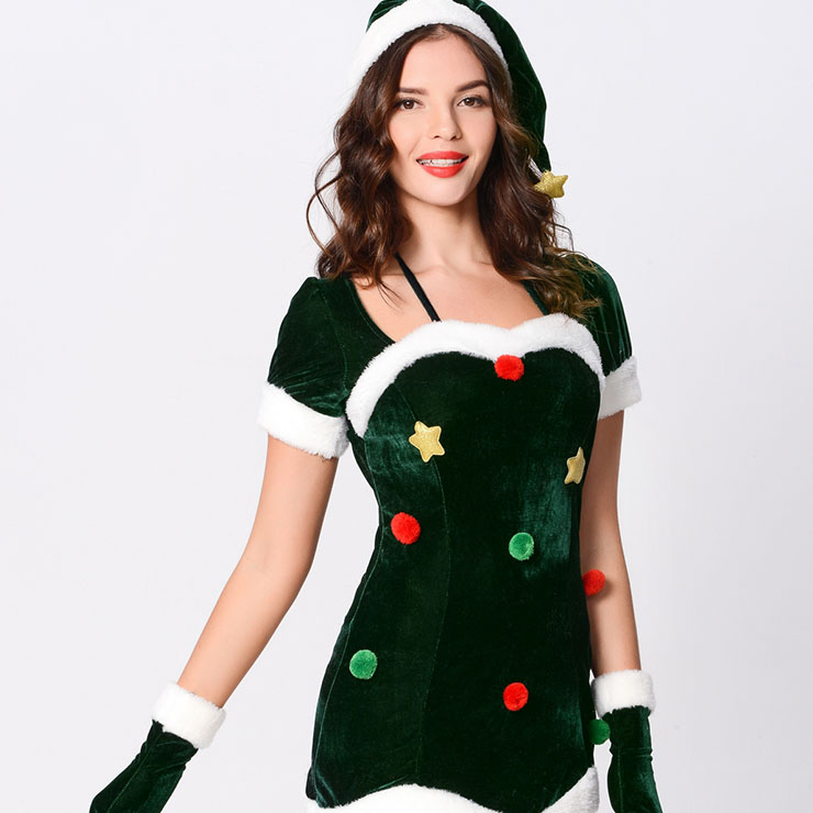 Xmas Costume, Sexy Green Christmas Costume, Women