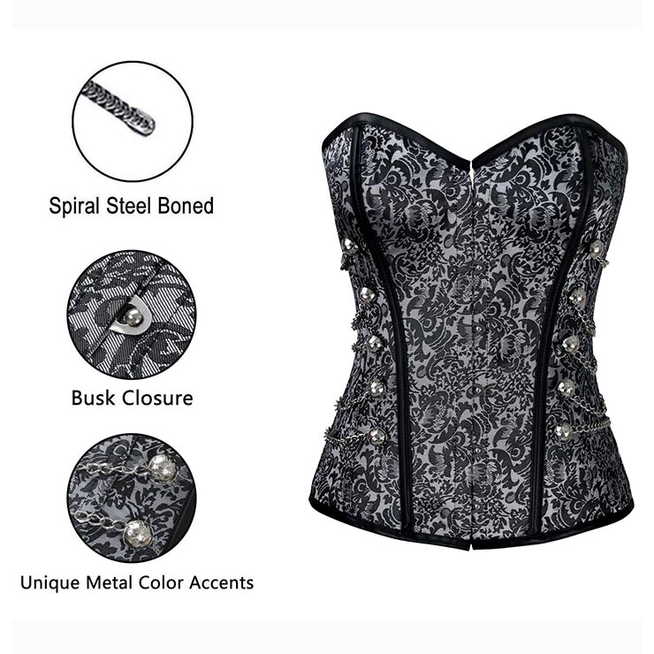 Black Jacquard Weave Corset, Cheap Steel Bone Corset, Women
