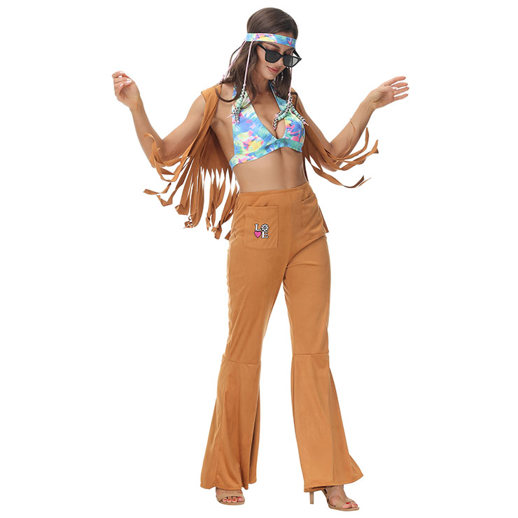 1960s Adult Hippie Hottie Disco Dancing Costume, Hippie Theme Party Dacing Costume,Women