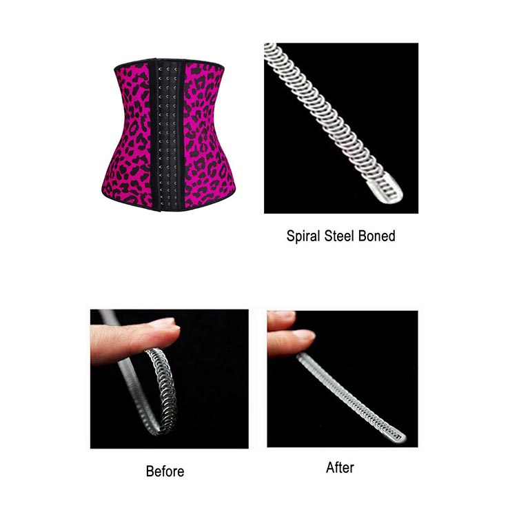Hot-Pink Steel Bone Underbust Corset, Latex Corset, Sexy Leopard Patterns Underbust Corset, Cheap Women