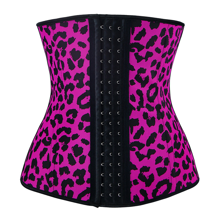 Hot-Pink Steel Bone Underbust Corset, Latex Corset, Sexy Leopard Patterns Underbust Corset, Cheap Women