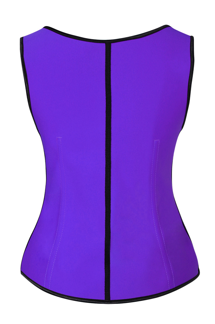 Purple Steel Bone Vest Corset, Latex Underbust Corset, Purple Underbust Corset, Women